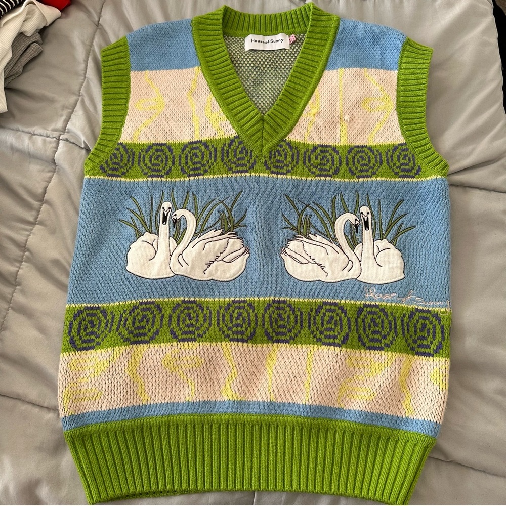 House of Sunny swan sweater vest